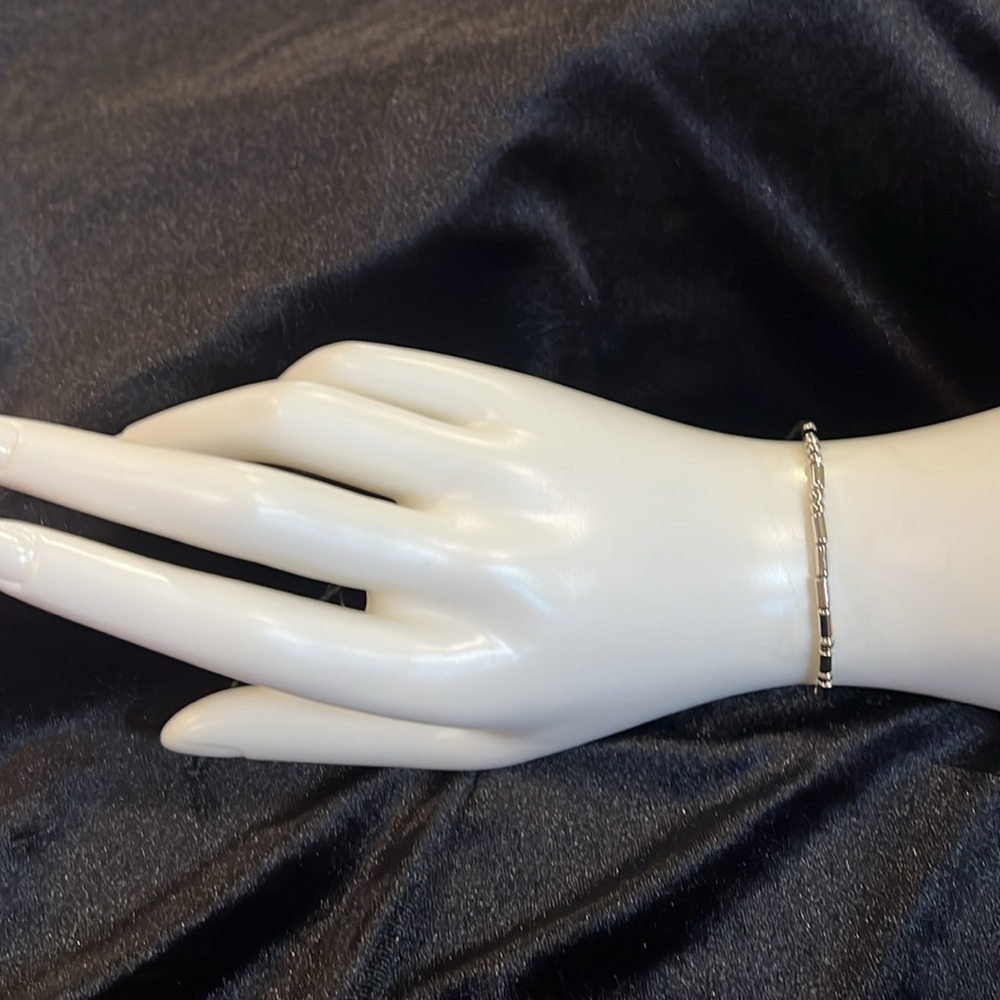 New Handmade Sterling Silvertone Morse Code Bracelet